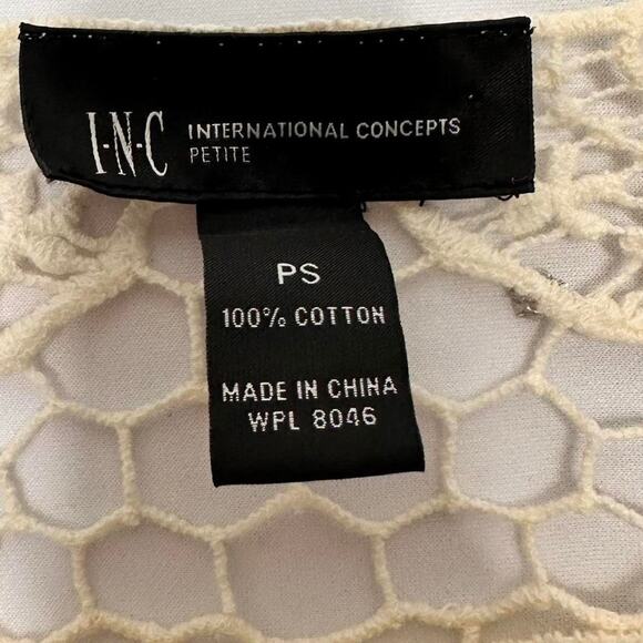 INC Vintage 100% Cotton Crotchet Cream Bell Sleeved Perfect Layering Top %Cotton - Picture 5 of 5